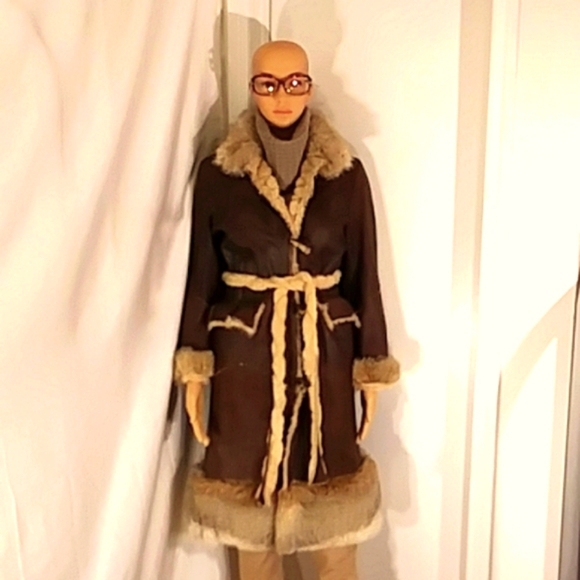 Stunning🔥🔥 Dora Santi Reversible Natural Brown Leather & Tan Genuine Fur Coat. - Picture 9 of 10